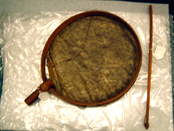 Frame Drum, Wood, rawhide, twine, Native American (Salishan)
