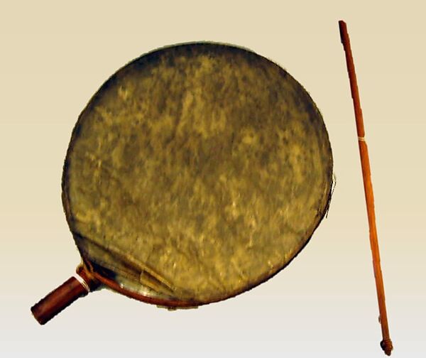 Frame Drum, Wood, rawhide, twine, Native American (Salishan) 