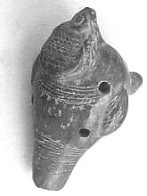 Pottery Whistle and Rattle, Clay, Costa Rican