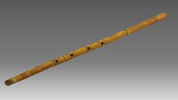 Flute, Telfos, cane, Native American (Papago or Navajo) 
