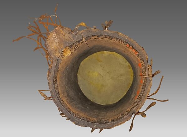 Drum, Wood, hide, leather, thread, Native American (Apache, probably)