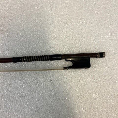 Violin Bow, Pernambuco, whalebone, ivory, ebony, silver, mother-of-pearl, horsehair, French
