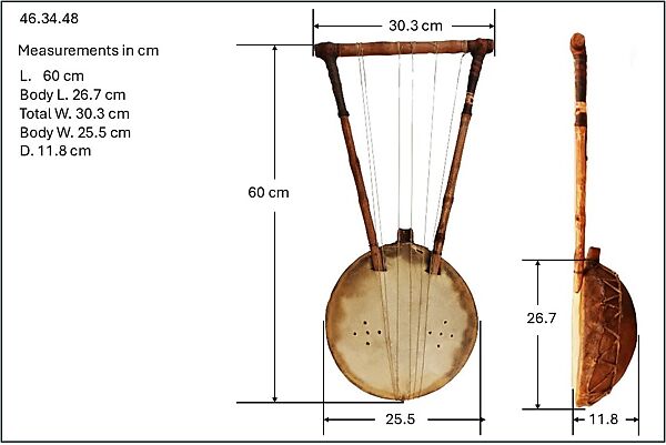 Lyre, Wood, skin, wire, leather, African