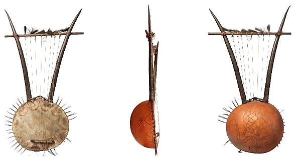 Lyre, Wood, horn, gourd, skin, Ugandan or Kenyan