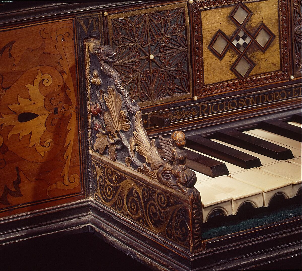 Virginal, Wood, parchment, ivory, paint, Italian