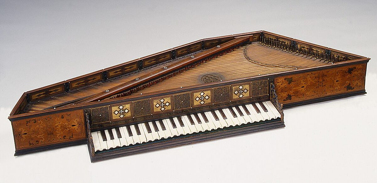 Virginal, Wood, parchment, ivory, paint, Italian