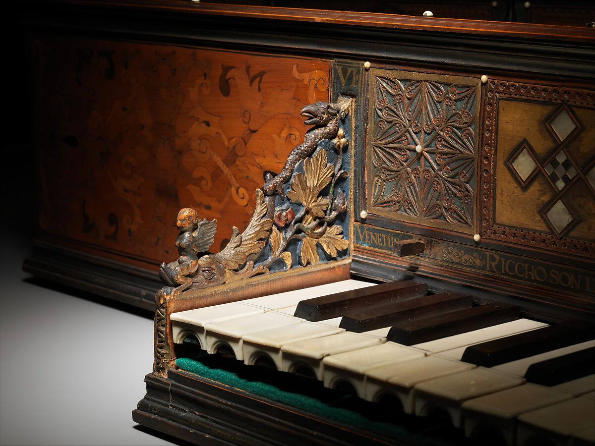 Virginal, Wood, parchment, ivory, paint, Italian