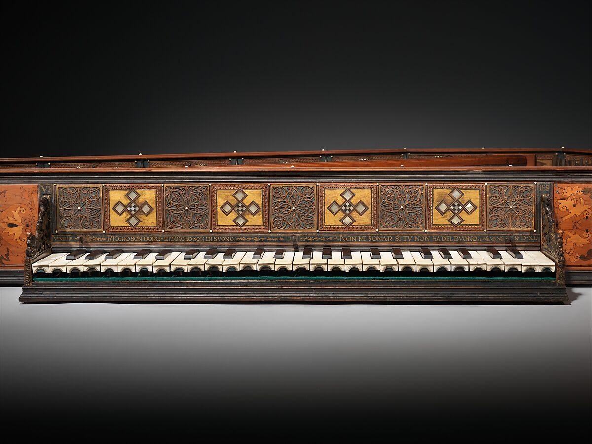 Virginal, Wood, parchment, ivory, paint, Italian