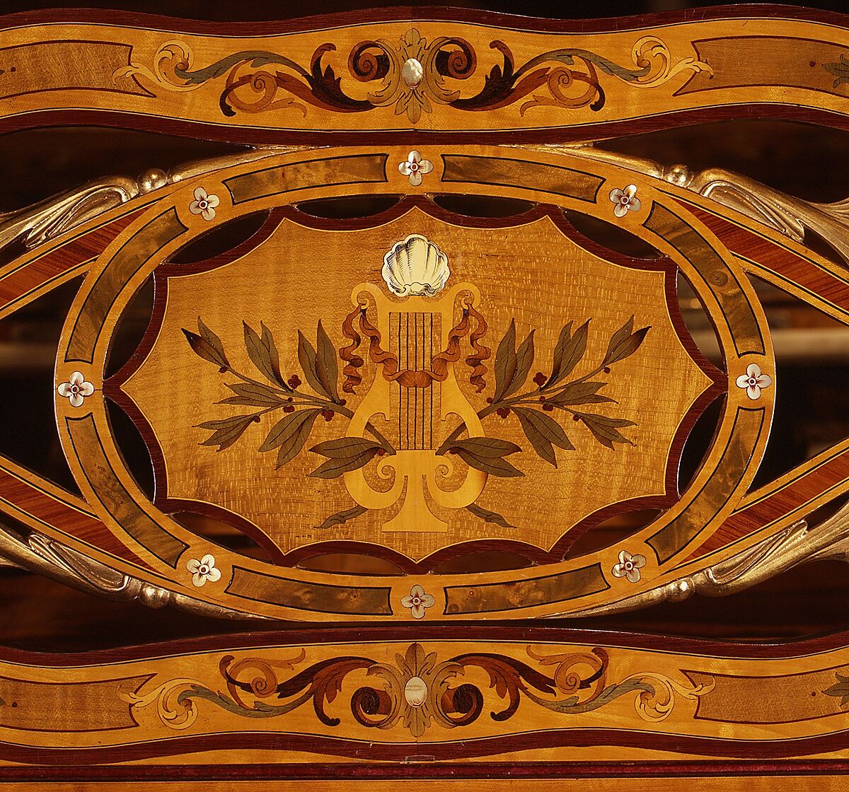 Grand Pianoforte, Érard (French, ca. 1780–1959)  , made in London, Satinwood veneer, oak, spruce, iron, steel, ebony, ivory, gilding, mother-of-pearl, holly, mahogany, burl walnut, tulipwood, silver wire, British