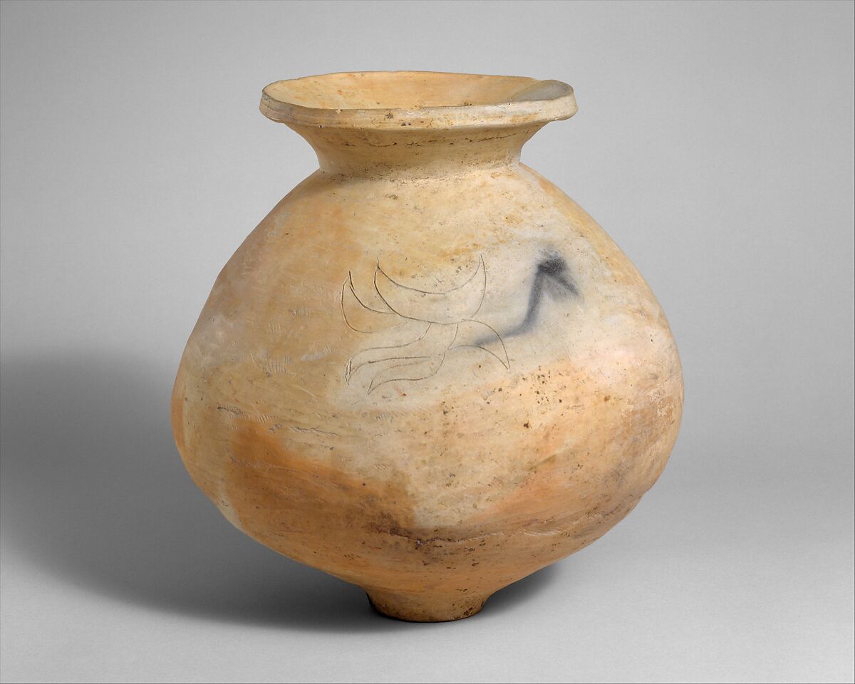 Jar, Earthenware with incised decoration (Kinki region), Japan 