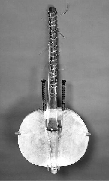 Kora, Mamadou Kouyaté (d. 1991)  (bridge by Djimo Kouyaté), Gourd, goat skin, antelope-hide, ebony, metal, wood, Mandinka people, Senegambia