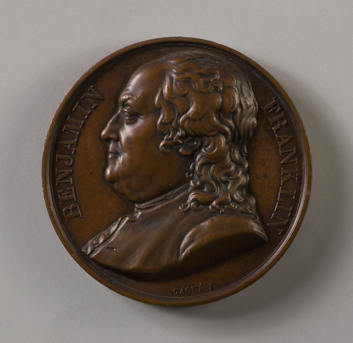 Benjamin Franklin, Armand-Auguste Caqué (French, Saintes 1793–1881 Paris), Gilt bronze 