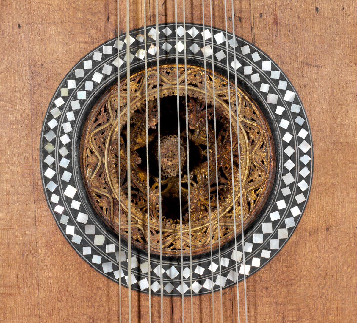 Guitar, Attributed to Giacomo (Jacob) Ertel (German, ca. 1646–1711 Rome), Spruce, ebony, fruitwood, bone, ivory, mother-of-pearl, parchment, Italian