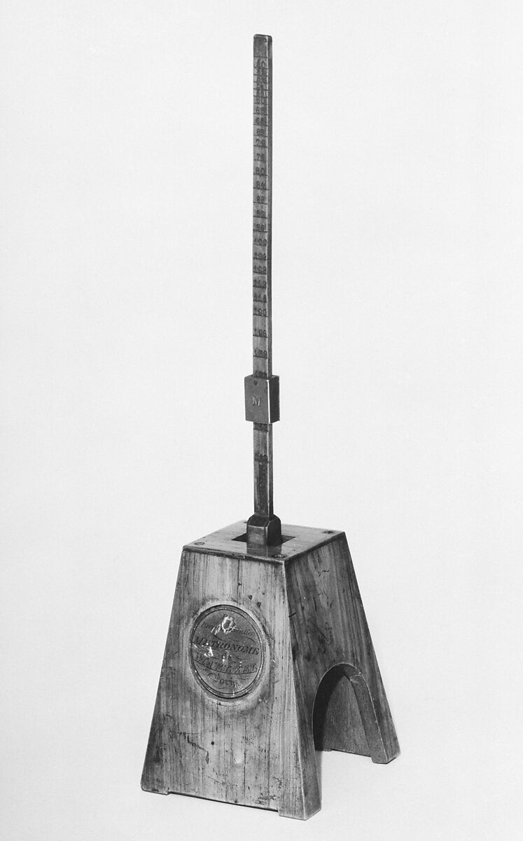 Metronome, Johann Nepomuk Maelzel (German, Regensburg 1772–1838 La Guaira, Venezuela), Mahogany, tulipwood, brass, French 