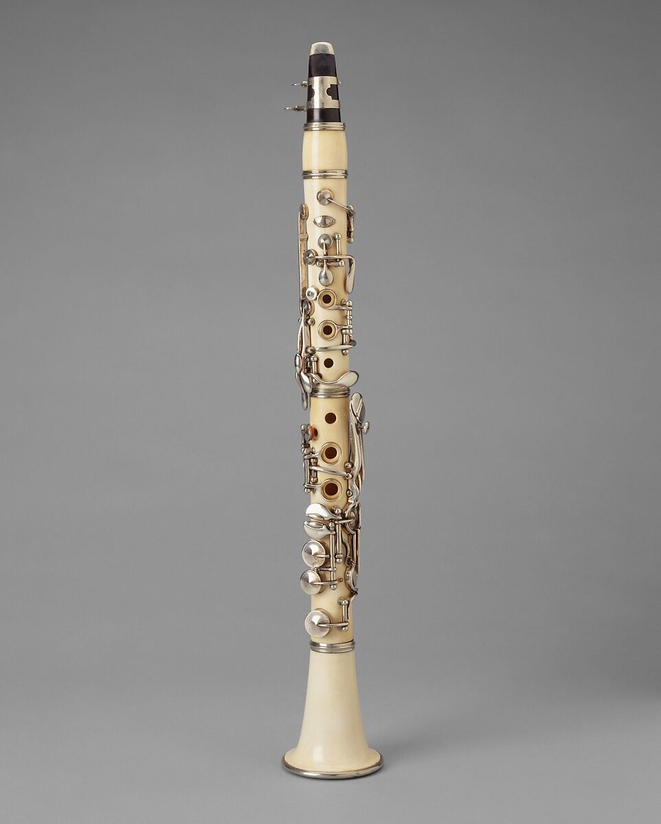 Clarinet in E-flat, Theodore Berteling (Westphalia, 1821/22–1890 New York) or successor, Ivory, nickel-silver, rosewood, American 