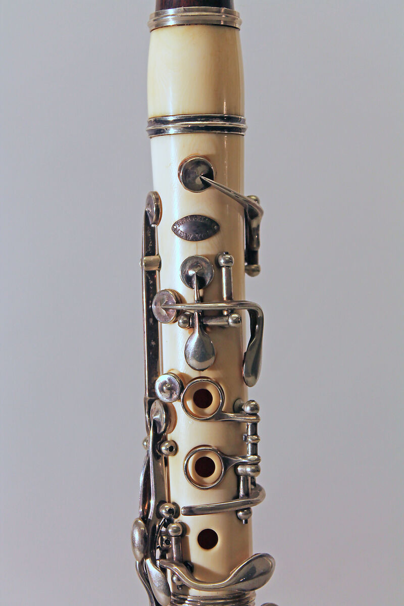 Clarinet in E-flat, Theodore Berteling (Westphalia, 1821/22–1890 New York) or successor, Ivory, nickel-silver, rosewood, American