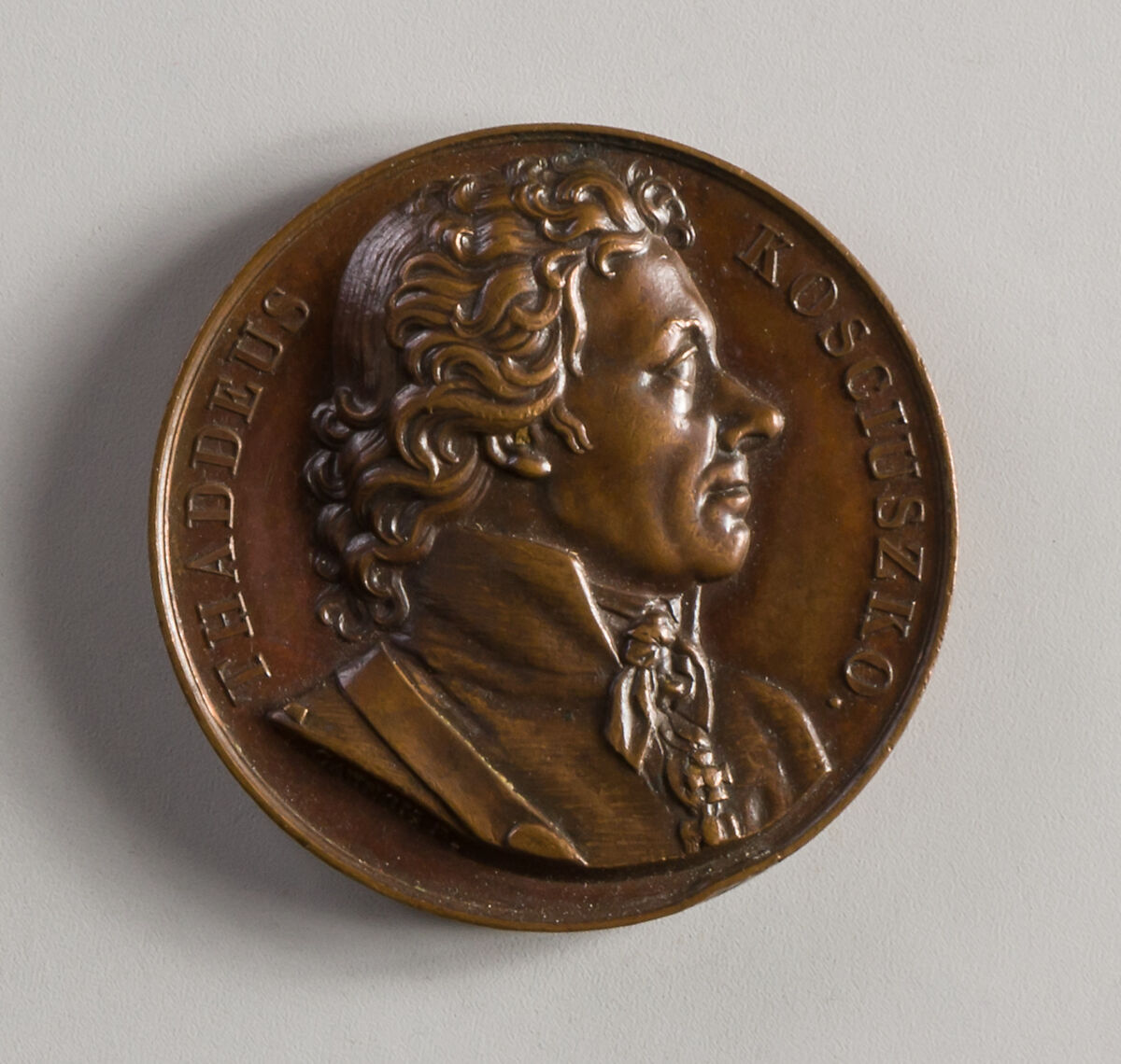 Medal of Thaddeus Kosciuszko, François Augustin Caunois (French, 1787–1859), Bronze 