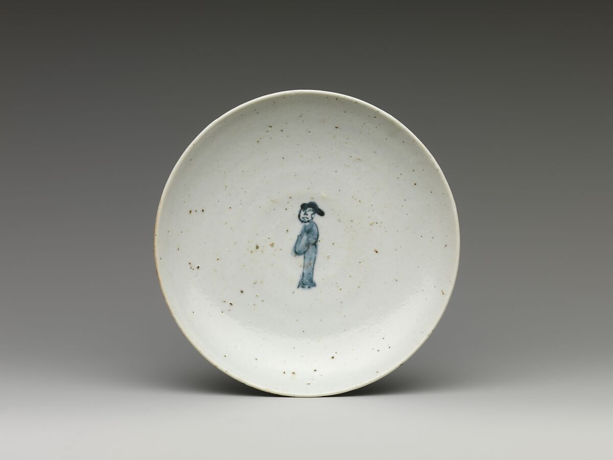 Dish with Figure, Porcelain with underglaze blue (Hizen ware, early Imari type), Japan 