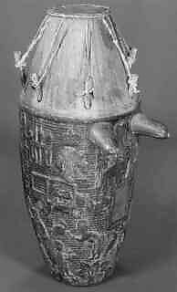 Breasted Drum, Wood, skin, paint, Akan, Ashanti