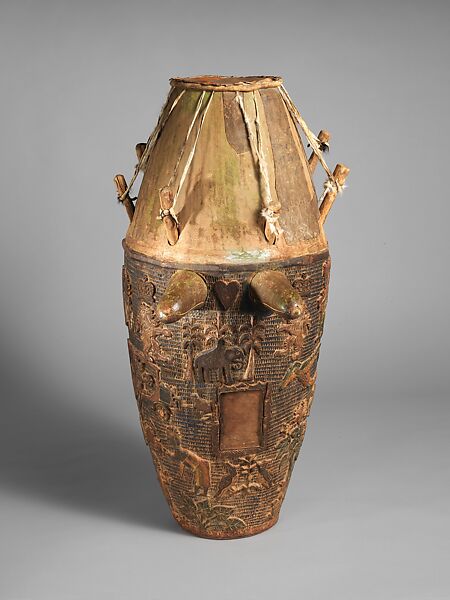 Breasted Drum, Wood, skin, paint, Akan, Ashanti