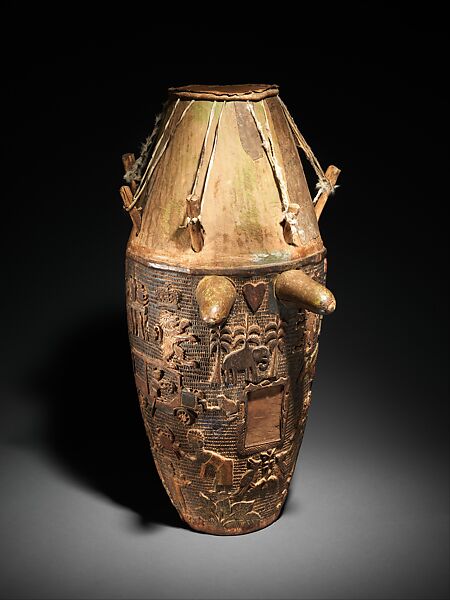 Breasted Drum, Wood, skin, paint, Akan, Ashanti