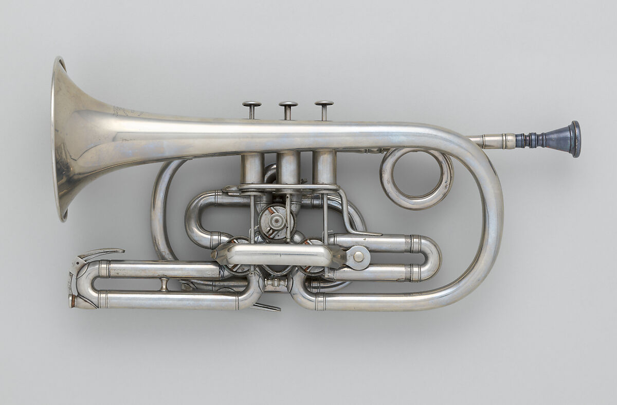 Rotary Valve Cornet, Isaac Fiske (American, Holden, Massachusetts 1820–1894 Worcester), Nickel silver, American
