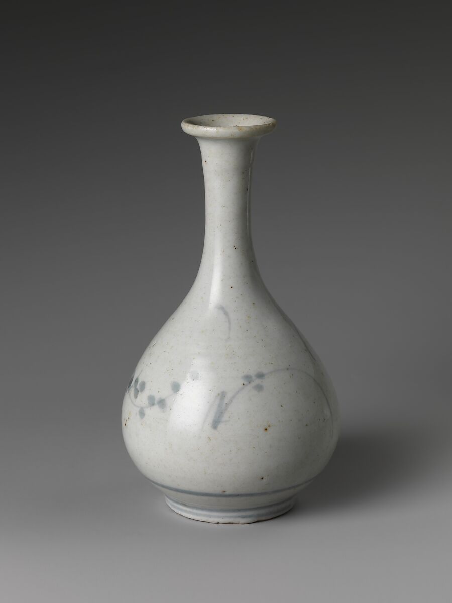 Sake Bottle (Tokkuri) with Flowers and Grasses, Porcelain with cobalt blue under transparent glaze (Hizen ware, Arita type), Japan