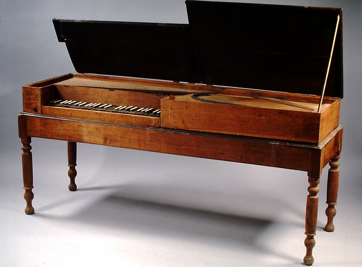 Square Piano, Black walnut, pine, sycamore, bone, iron, various materials, American 