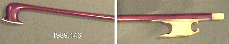 Violin Bow, Brazilwood, leather, ivory, ebony, silver, horsehair, French