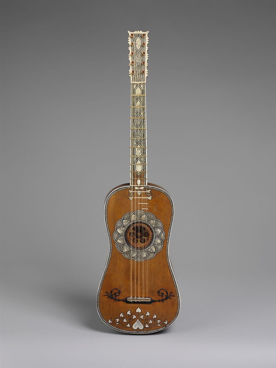 Guitar, Attributed to Matteo Sellas (German, Füssen ca. 1599–1654 Venice), Spruce, bone, parchment, snakewood, ivory, Italian