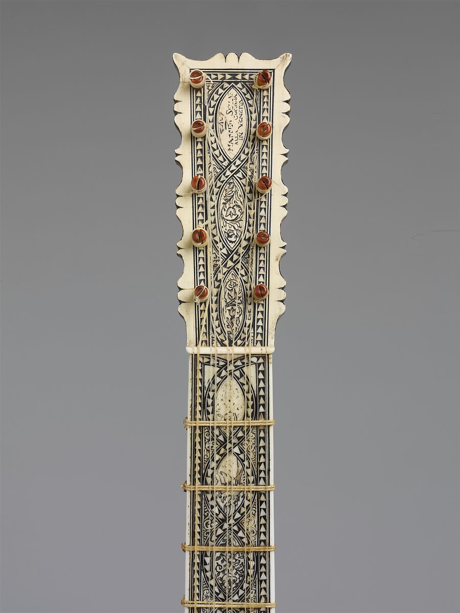 Guitar, Attributed to Matteo Sellas (German, Füssen ca. 1599–1654 Venice), Spruce, bone, parchment, snakewood, ivory, Italian