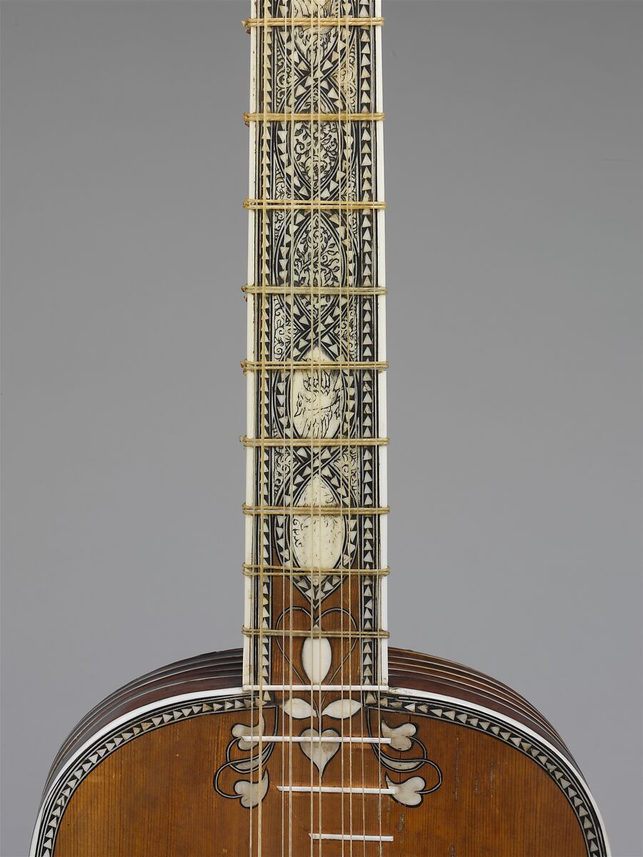 Guitar, Attributed to Matteo Sellas (German, Füssen ca. 1599–1654 Venice), Spruce, bone, parchment, snakewood, ivory, Italian