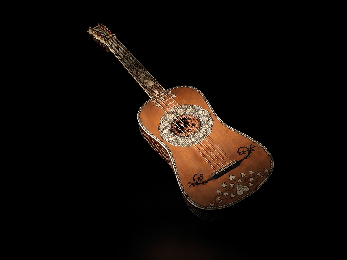 Guitar, Attributed to Matteo Sellas (German, Füssen ca. 1599–1654 Venice), Spruce, bone, parchment, snakewood, ivory, Italian 