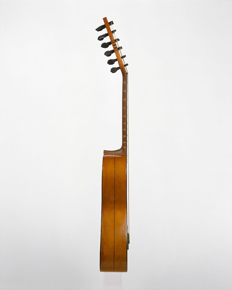 Guitar, Benito Sanchez de Aguilera (Spanish, Madrid, active 1790–1800), Spruce or fir top, cypress back and ribs, mahogany neck, rosewood fingerboard and frets, ebony nut, gut strings, Spanish
