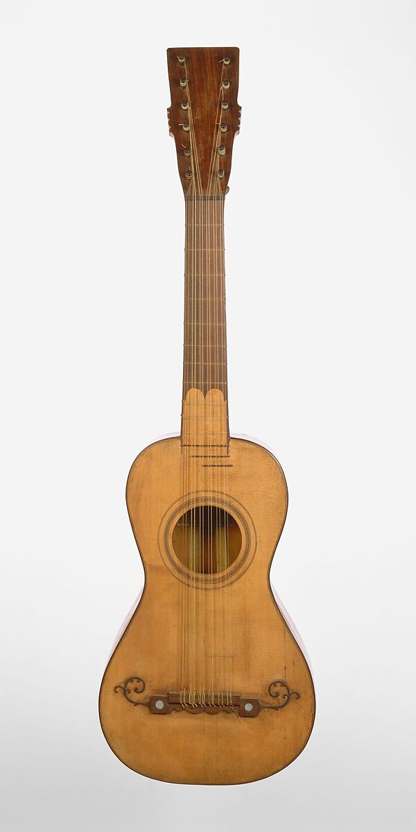 Guitar, Benito Sanchez de Aguilera (Spanish, Madrid, active 1790–1800), Spruce or fir top, cypress back and ribs, mahogany neck, rosewood fingerboard and frets, ebony nut, gut strings, Spanish 