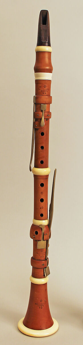 Clarinet in E-flat, William Whiteley (1791–1869), Wood, ivory, brass, reed, American 