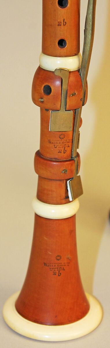 Clarinet in E-flat, William Whiteley (1791–1869), Wood, ivory, brass, reed, American
