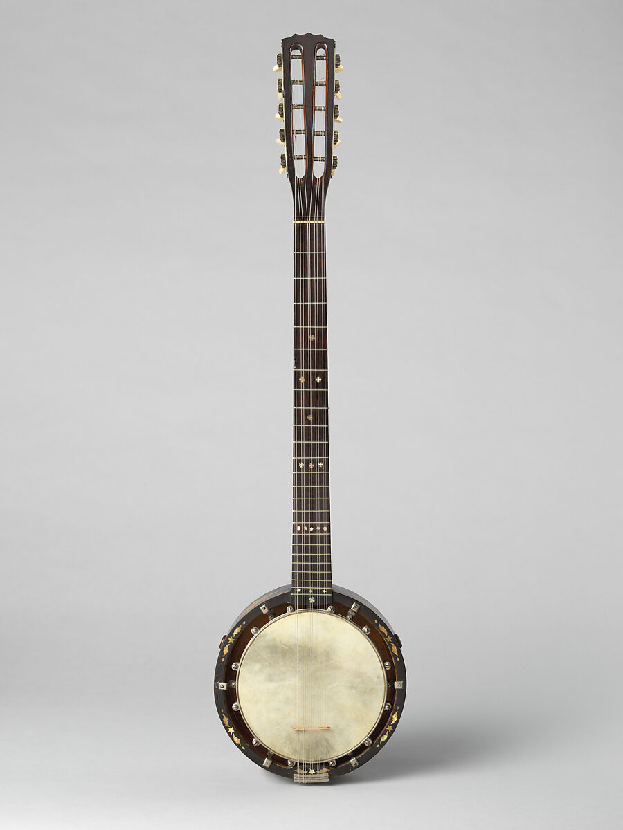Banjo, Benjamin Bradbury, Wood, strings, metal, various materials, American 