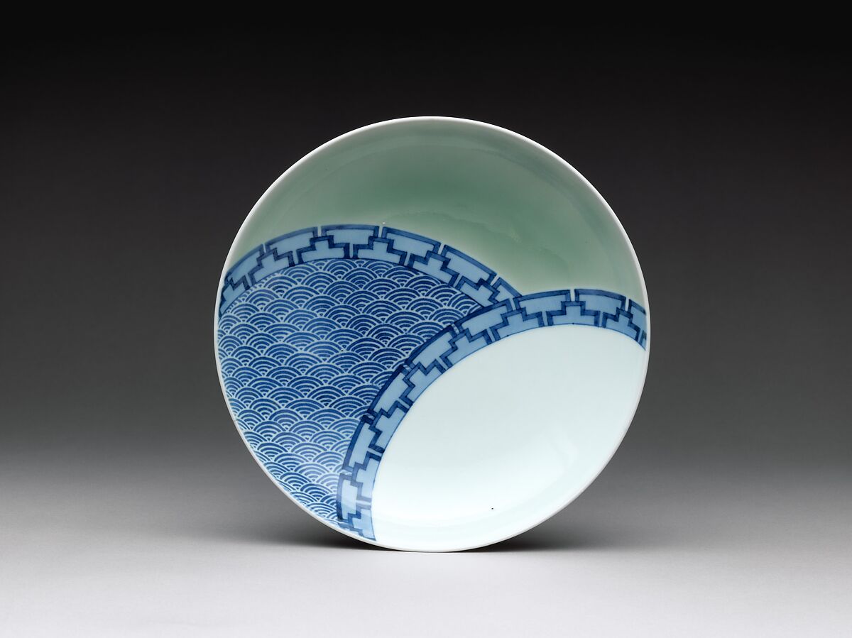 Dish with Design of Dishes, Porcelain with celadon glaze and underglaze blue (Hizen ware, Nabeshima type), Japan 