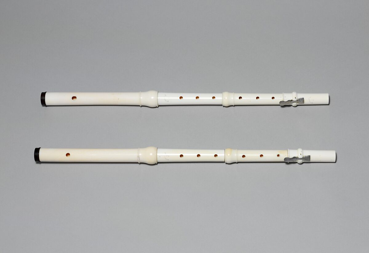 Pair of Transverse Flutes, Johann Wilhelm Oberlender (the Elder) (German, Nuremberg 1681–1763 Nuremberg), Ivory, silver, wood, German