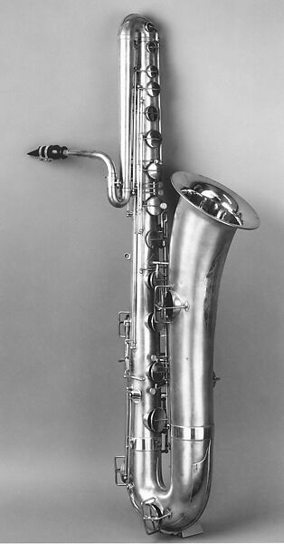 Bass saxophone in B-flat, Elkhart Band Instrument Co. (ca. 1923–1928) successors to Ferdinand August Buescher, Brass, American