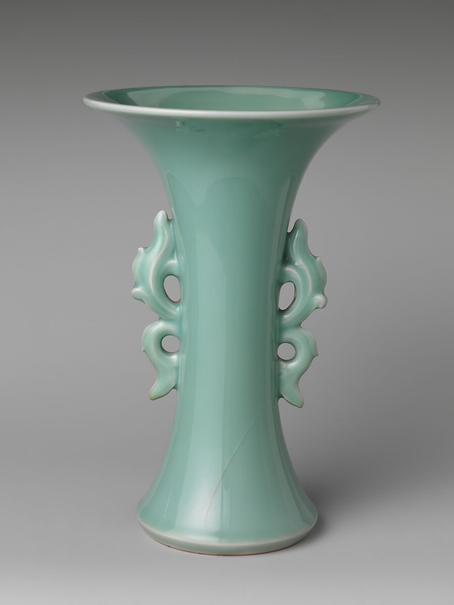 Vase in Shape of Archaic Chinese bronze, Porcelain with celadon glaze (Hizen ware, Nabeshima type), Japan 