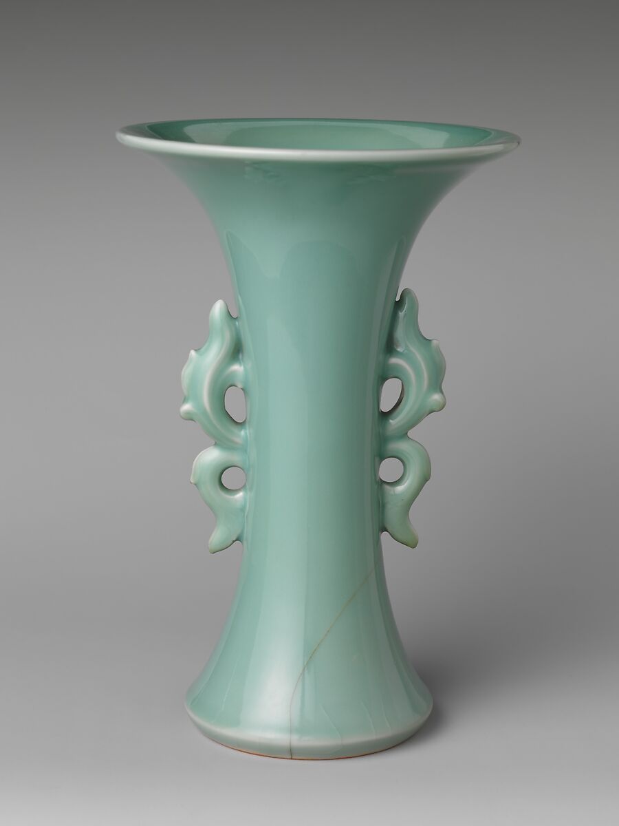 Vase in Shape of Archaic Chinese bronze, Porcelain with celadon glaze (Hizen ware, Nabeshima type), Japan