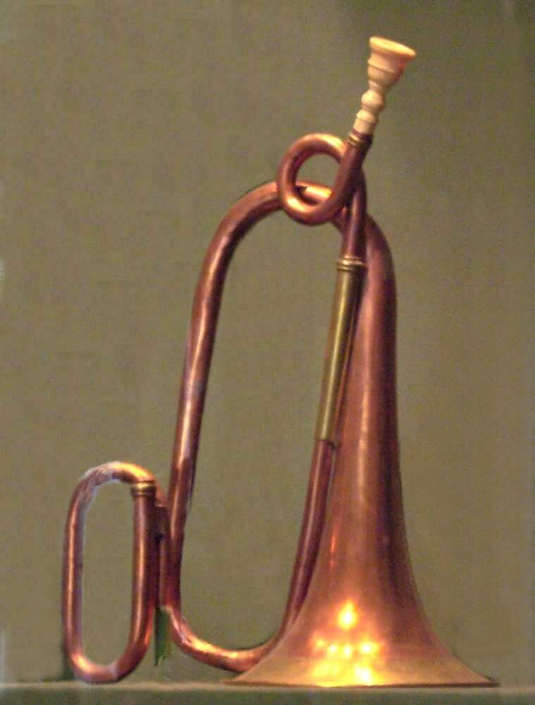 Bugle in E, Possibly by Johann Bernhard Logier (1777–1846), Copper, brass, ivory, German 
