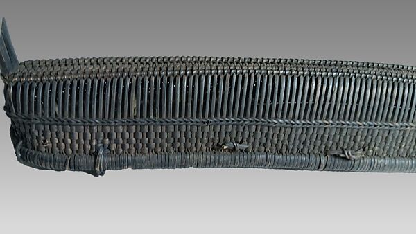 Basket Rattle, Cane, wood, seed, Kuba people