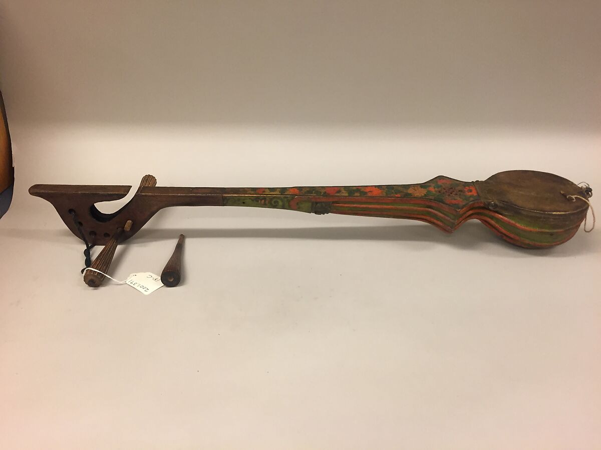 Sgra-Snyan, Unknown Maker  , Tibet, Wood, hide, wire, polychrome, Tibetan