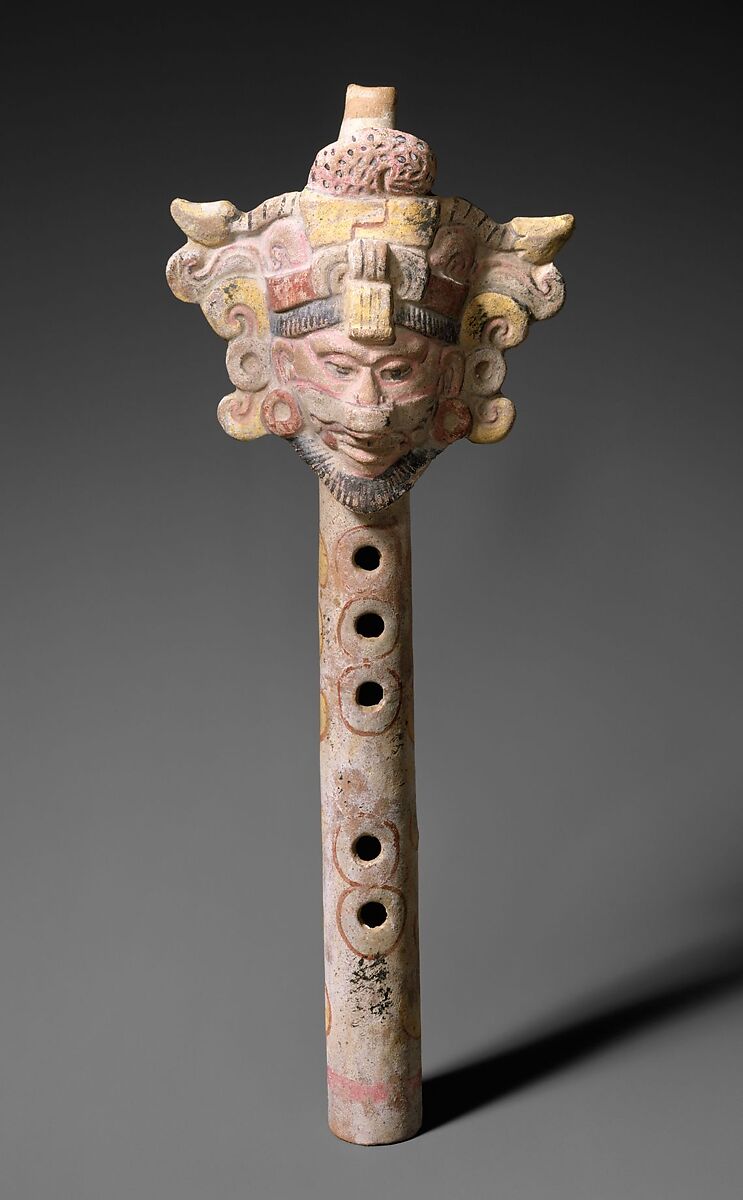 Fipple Flute, Pottery, polychrome, Mexican (Veracruz) 