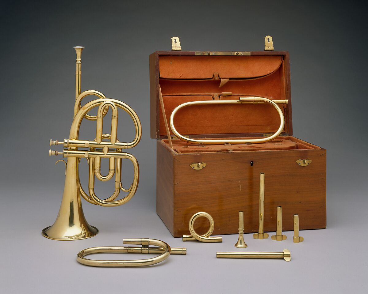 Cornet à Pistons in B-flat, Courtois frères, Brass, touch pieces of ivory, French 