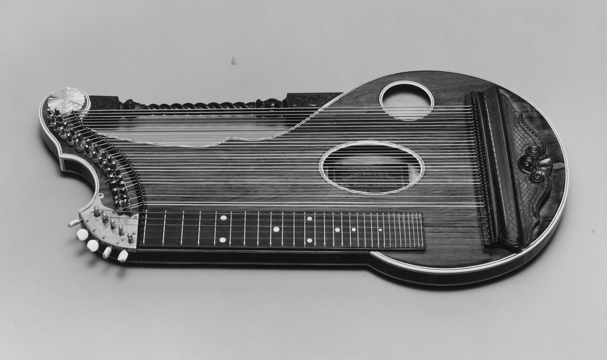 Concert Zither, Hartmann Bros. &amp; Reinhard, Wood, metal mounts, American 