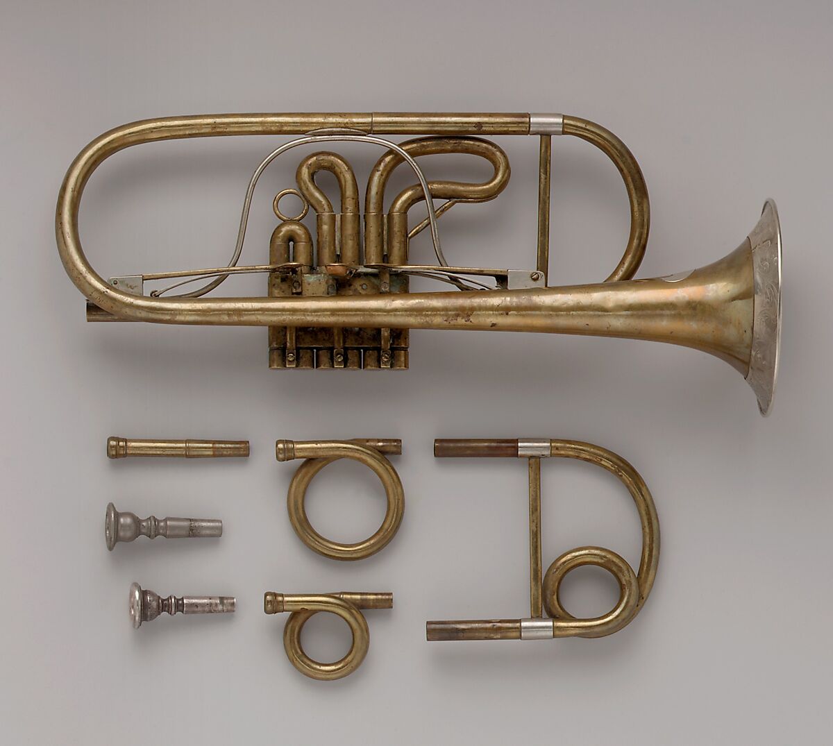 Valve Trumpet, Elbridge G. Wright (Ashby, Massachusetts 1811–1871 Boston, Massachusetts), Brass, nickel-silver, American